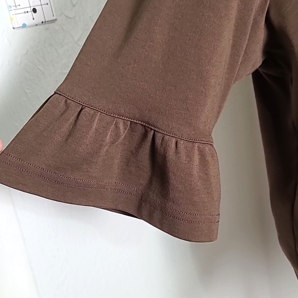 Blair Brown Top with 3/4 Ruffle Sleeves, Size 2X - Picture 4 of 8